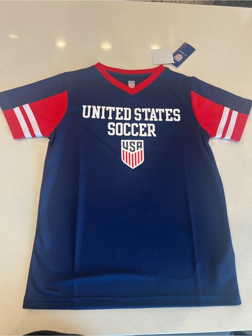 United States Soccer Kids Jersey - Navy with Red Accents